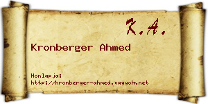 Kronberger Ahmed névjegykártya
